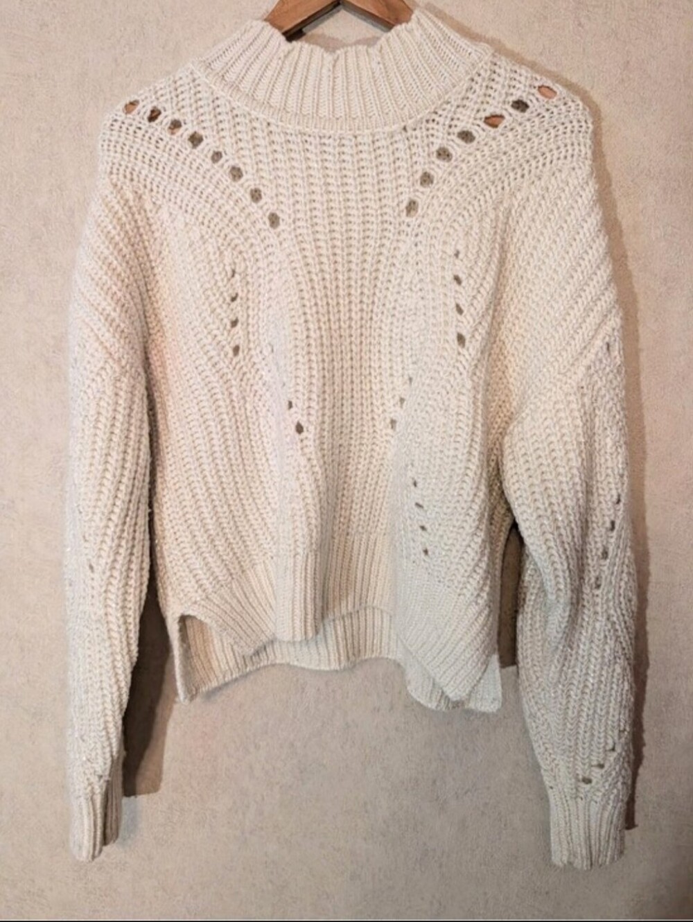 & OTHER STORIES cream wool metallic knit sweater sz M